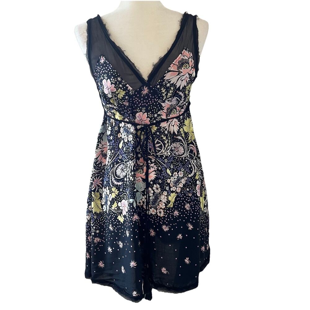 Intimately Free People Slip Dress Sz XS Longwood Sheer Floral Print OB750515‎